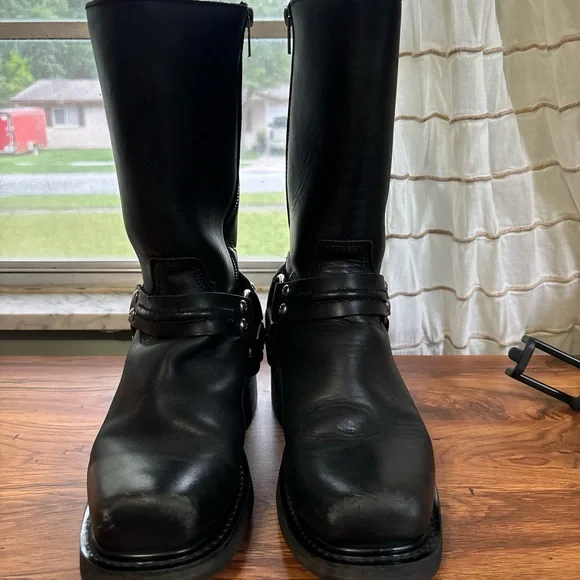 🍁Wicked Road Warrior Texas Black Leather Mid Calf Zip Up Biker Boots Homber Sz9 - Picture 2 of 8